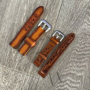 Leather watch straps bundle of 2
